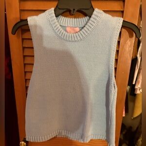 Sleeveless Blue Knit Sweater Vest medium